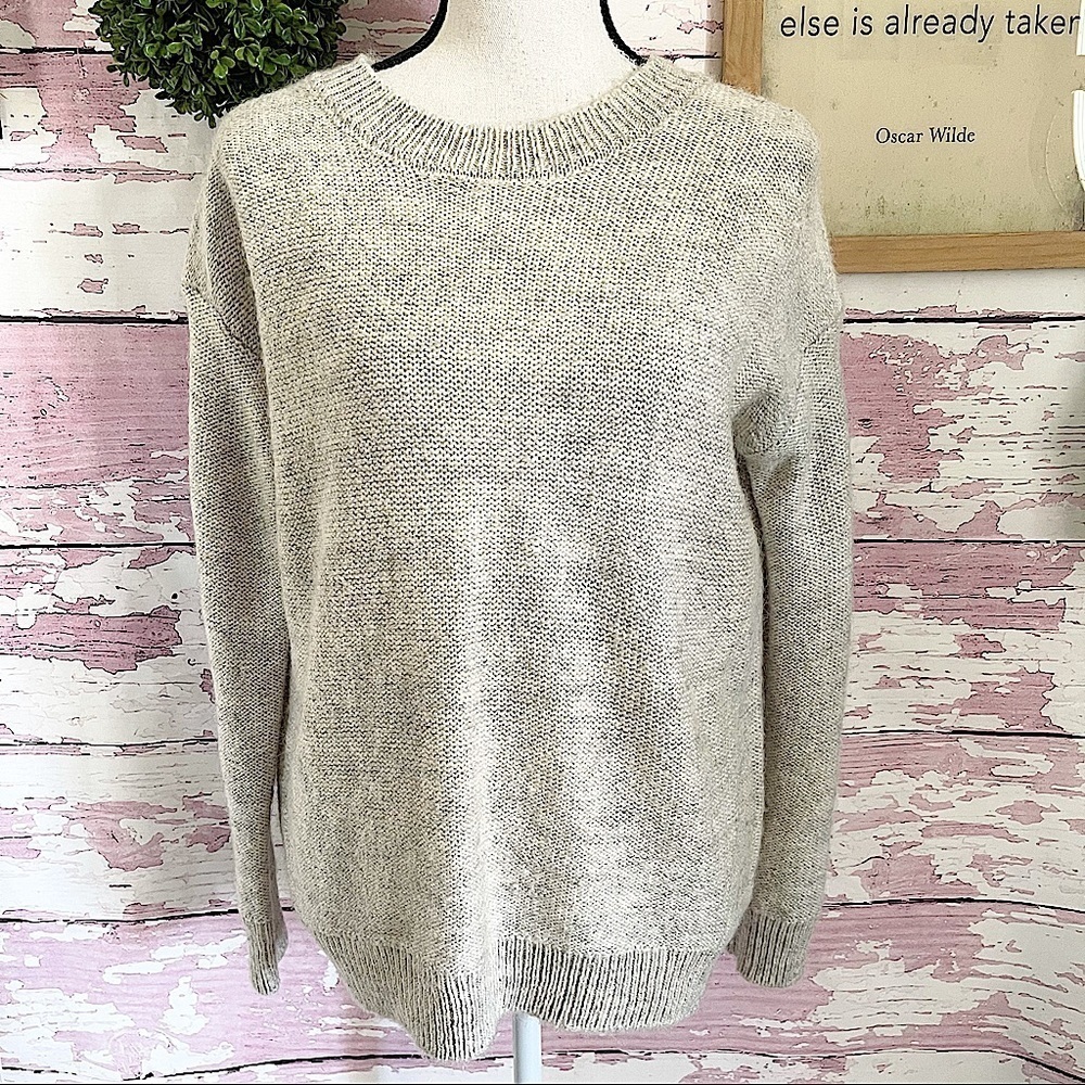M BY MAGASCHONI Beige Cream Wool Mohair Crewneck Pullover Sweater XS Neutrals